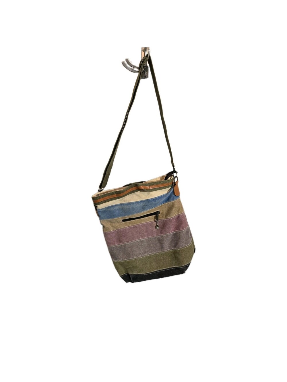 canvas hobo style handbag Adjustable Strap Multicolor 12 X 13 X 5 Boho Festival